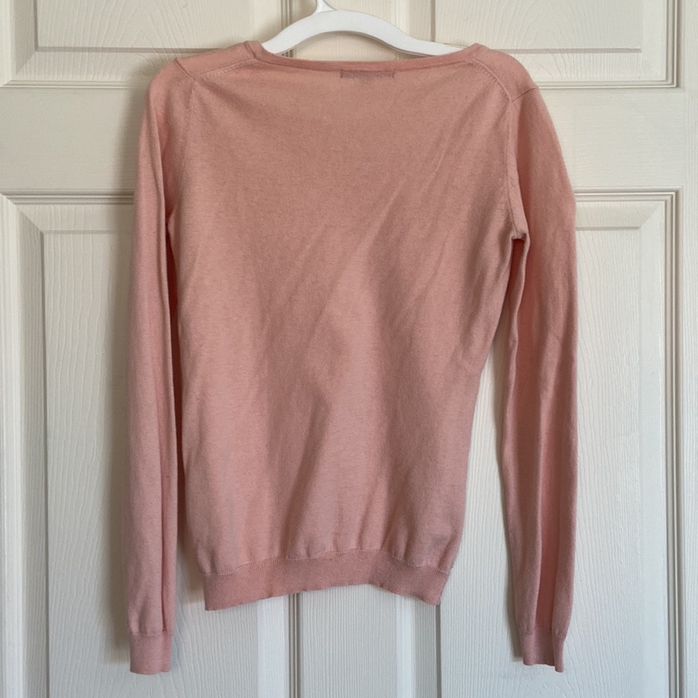 UNIQLO XS Pink V Neck Cotton-Cashmere Blend Sweater - Picture 4 of 5